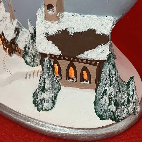 Gare Ceramic Silent Night Moon Scenic Christmas Winter‎ Snow Church  W/ Light #3 - Picture 6 of 16